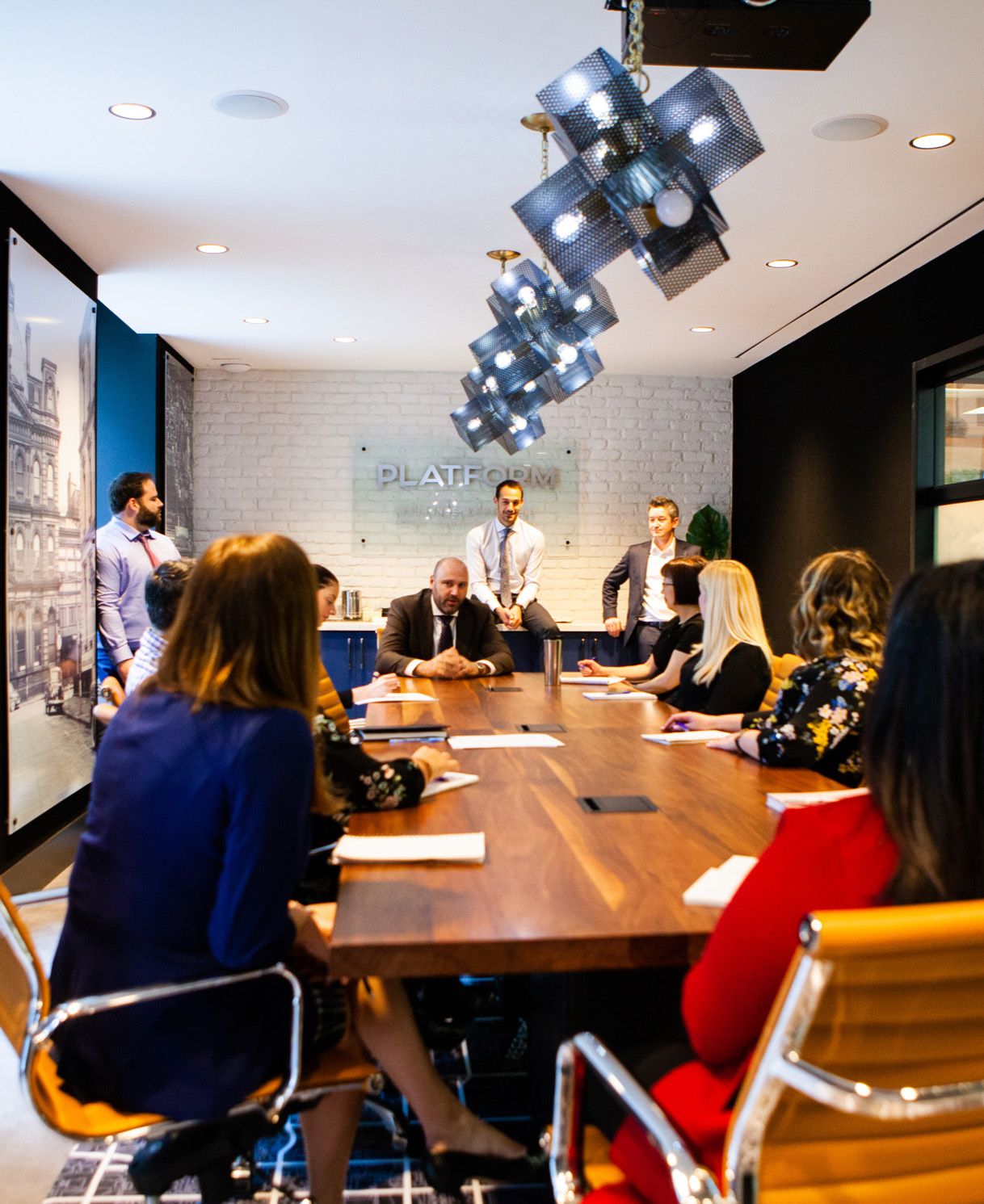 Team in a board room meeting